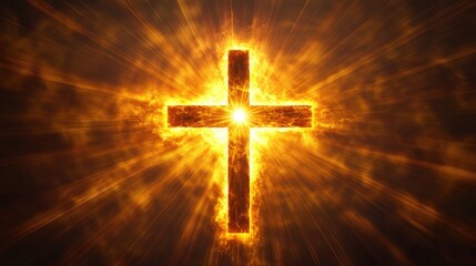 The cross of the Lord surrounded by rays of the sun, creating a powerful image of faith and