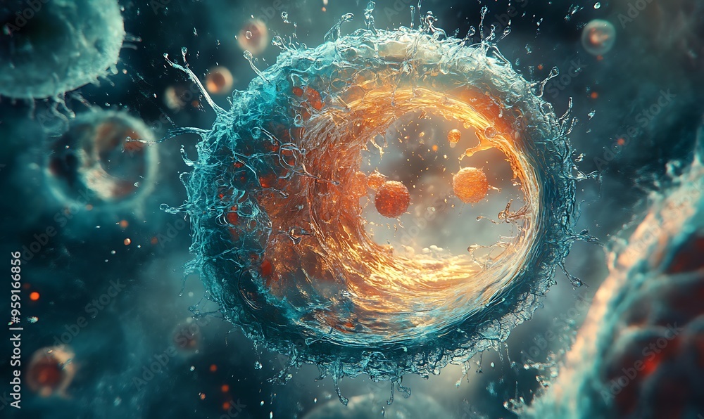 Poster abstract artistic rendering of a cell surrounded by other cells