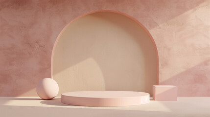 Fototapeta premium Little Beige and Pinky Background Podium