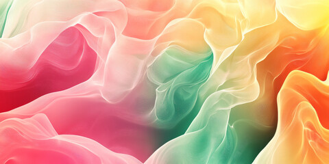 Obraz premium An energetic abstract background featuring bright gradients in shades of green, pink, and orange. The design has a playful, lively quality with smooth, fluid color transitions.