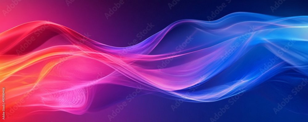 Poster a dynamic abstract background with bright, glowing hues of blue, purple, and pink. the design has a 