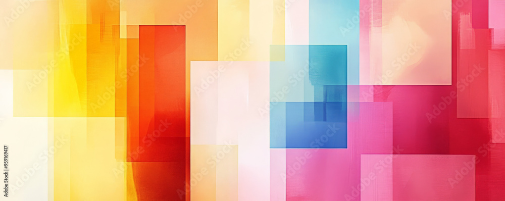 Poster a vibrant background with light color blocks in bright, cheerful hues. the design creates an energet