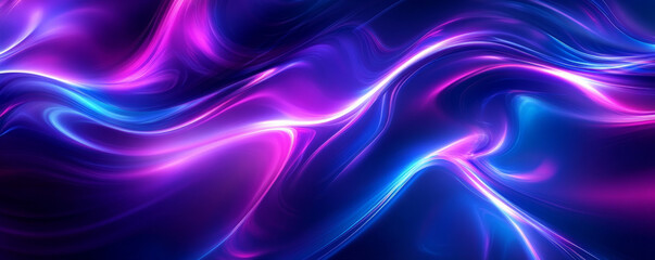 Fototapeta premium An abstract design featuring flowing energy light lines in bright purple and electric blue. The lines weave in and out, adding a sense of movement and vibrancy.