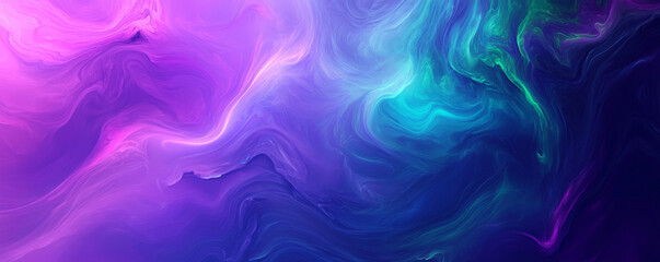 Fototapeta premium A bold, abstract background featuring bright gradients of purple, blue, and green. The colors blend smoothly, creating a vibrant and contemporary look.