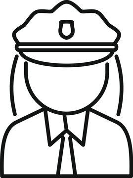 recommend clip art: Simple line icon of a female police officer wearing a uniform and hat