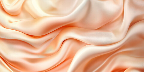 Obraz premium A chic abstract background featuring 3D wave gradients of silk fabric in soft shades of peach and cream. The fabricâ€™s gentle folds add a touch of elegance and warmth.