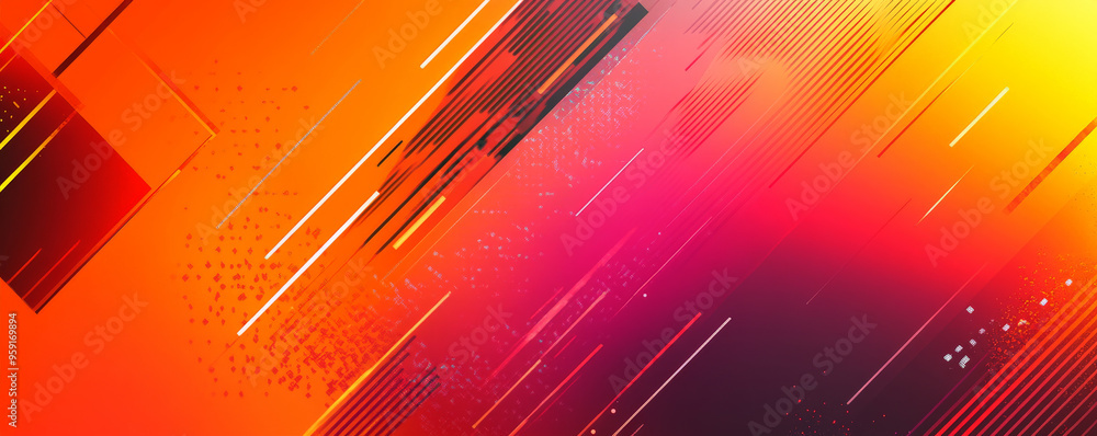 Aufkleber modern web design backdrop with a vibrant, red-to-orange gradient and abstract, angular shapes in th