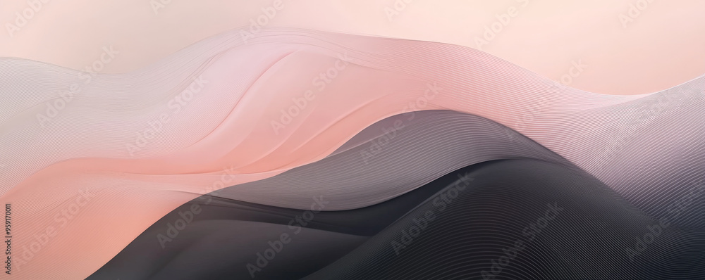 Poster modern web design backdrop featuring a gradient from dark gray to soft pink, with subtle, abstract w