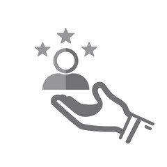 Customer service priority icon. Customer sign with star image. Customer icon and best, favorite, rating symbol. Icon, service, priority, customer, client, person, support, care, consumer, important