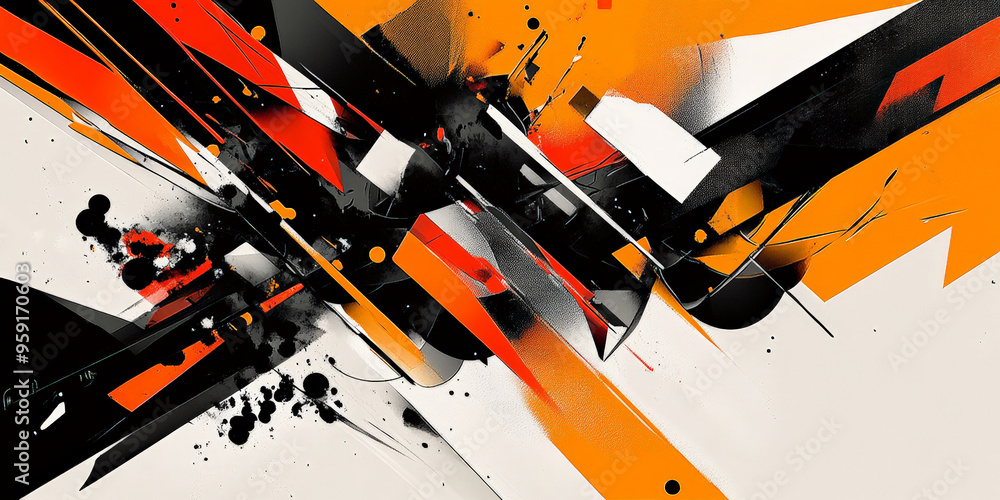 Aufkleber a bold, modern abstract design with sharp, geometric shapes and a high-contrast color palette. the d
