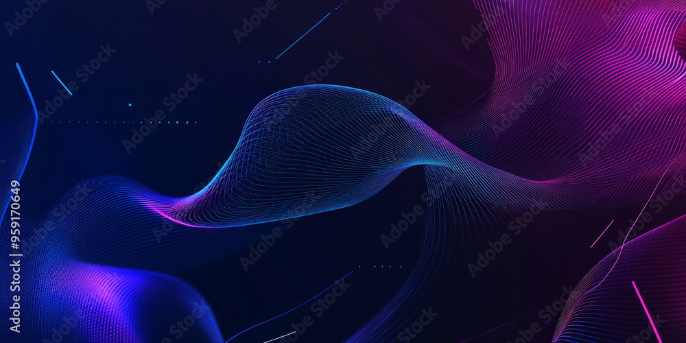 Poster modern web design backdrop with a dark, matte background and neon accents in shades of blue and purp