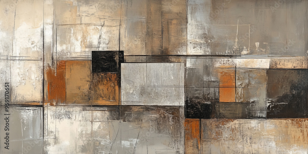 Poster a modern abstract design with an emphasis on texture and materiality. the composition includes eleme