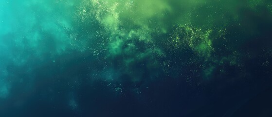 Fototapeta premium Abstract Cosmic Nebula with Glowing Green and Teal Dust