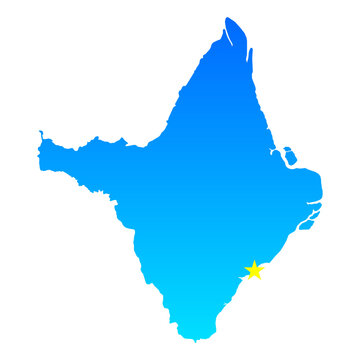 Map of Amapa with its capital Macapa in Brazil with a professional blue style