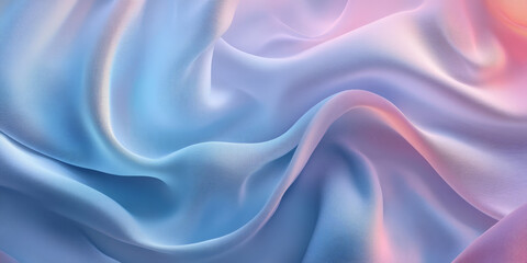 Obraz premium A serene abstract background featuring flowing 3D silk fabric with a gradient from soft grey to icy blue. The fabric waves create a calming, tranquil effect.