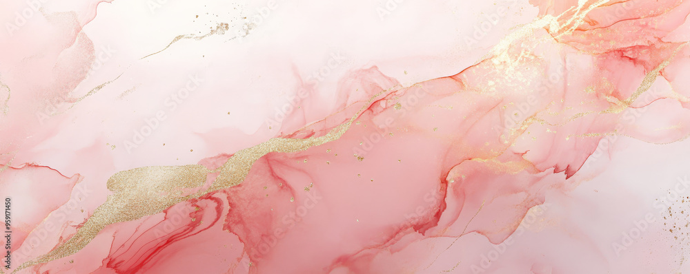 Poster a graceful abstract background featuring delicate patterns in pastel pink and gold. the design creat
