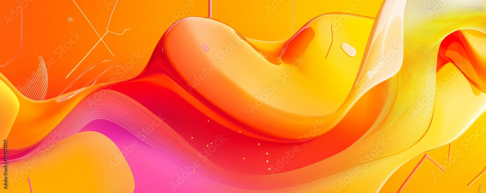 Wall mural Vibrant web design backdrop with a bold, orange-to-yellow gradient and dynamic, abstract shapes in the background. The design is energetic and modern, ideal for creative agencies or startups.