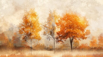 autumn trees illustration.