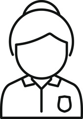 Simple line drawing of a female police officer wearing a uniform