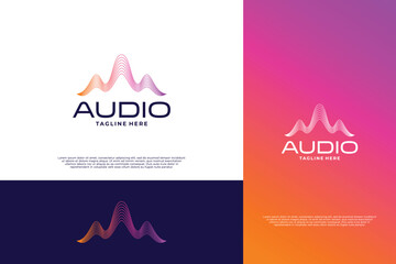 Pulse music logo design. Audio wave logo