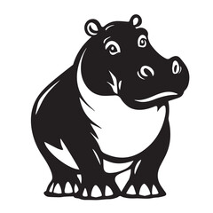Fototapeta premium hippo in cartoon, doodle style . Image for t-shirt, web, mobile apps and ui. Isolated 2d vector illustration in logo, icon, sketch style, Eps 10, black and white. AI Generative