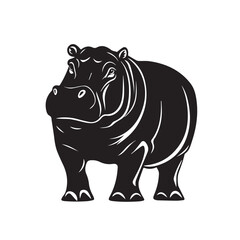 Fototapeta premium hippo in cartoon, doodle style . Image for t-shirt, web, mobile apps and ui. Isolated 2d vector illustration in logo, icon, sketch style, Eps 10, black and white. AI Generative