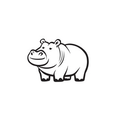 Obraz premium hippo in cartoon, doodle style . Image for t-shirt, web, mobile apps and ui. Isolated 2d vector illustration in logo, icon, sketch style, Eps 10, black and white. AI Generative
