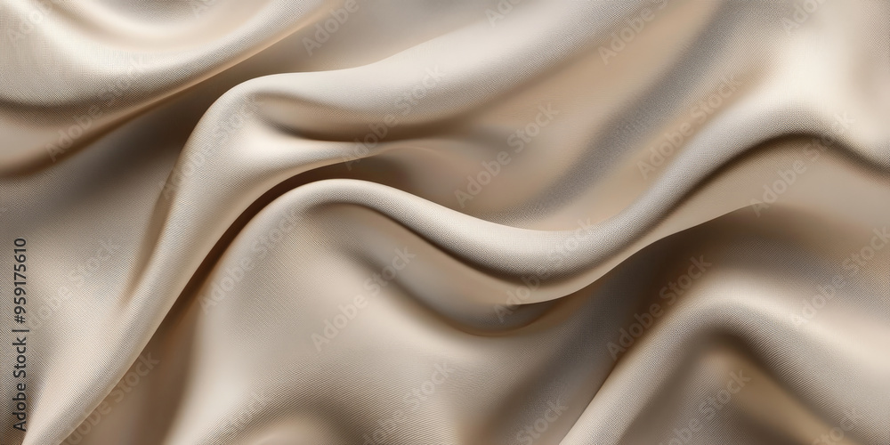 Poster an elegant abstract background with flowing 3d silk fabric in gradient shades of warm taupe to cool 