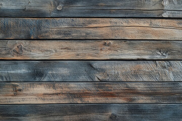 Obraz premium Rustic wooden backdrop with rough, aged oak planks arranged horizontally, featuring deep grain patterns and subtle cracks. The wood has a weathered, grayish-brown color with hints of green moss. Soft