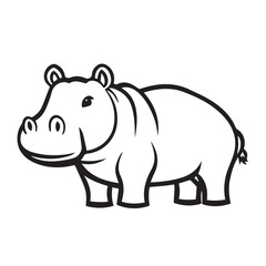 Obraz premium hippo in cartoon, doodle style . Image for t-shirt, web, mobile apps and ui. Isolated 2d vector illustration in logo, icon, sketch style, Eps 10, black and white. AI Generative