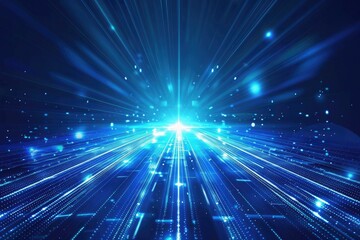 Naklejka premium Digital Highway with Glowing Lines and Particles