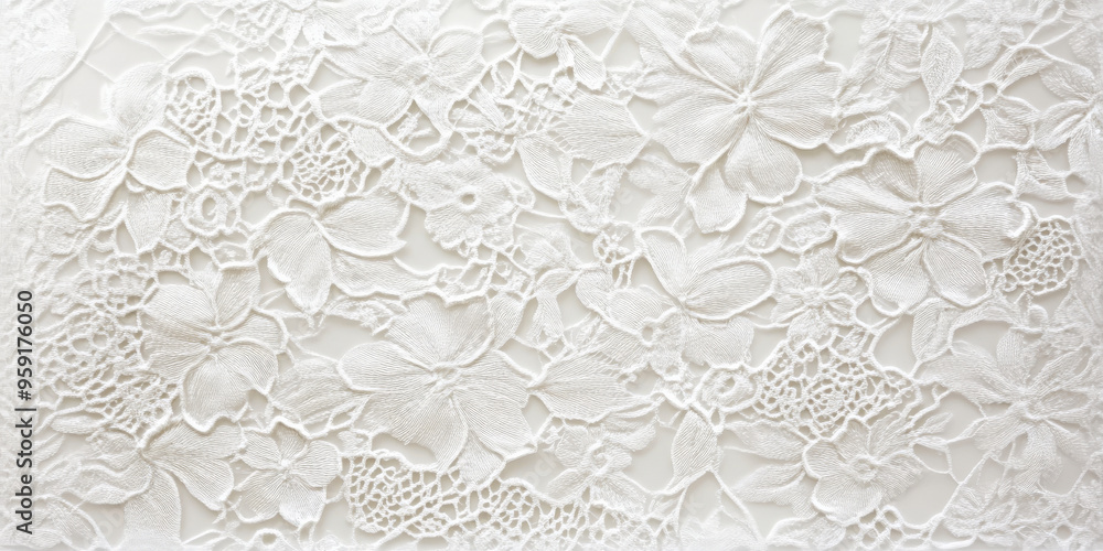 Poster a white surface with a delicate lace-like texture. the pattern is intricate and detailed, resembling