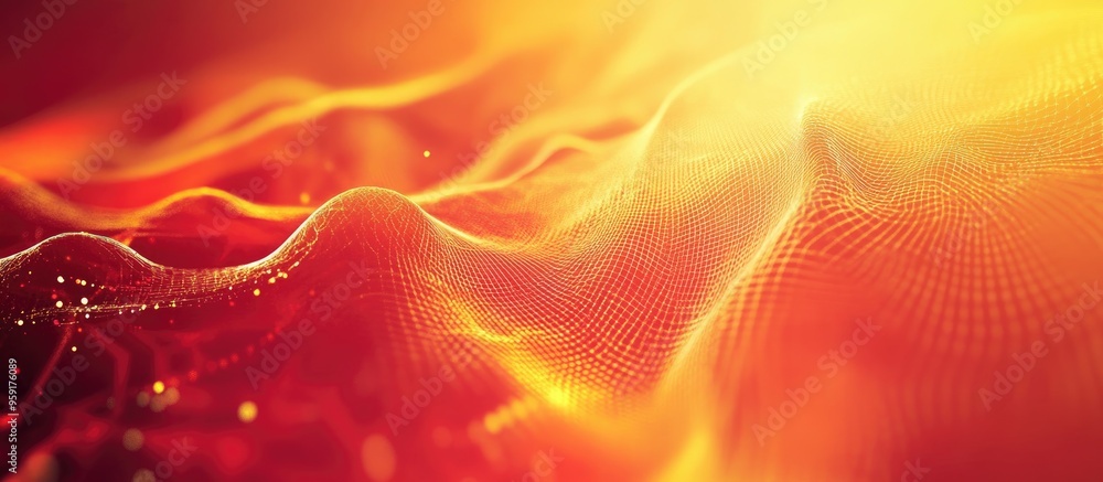 Poster abstract background featuring a red and yellow color palette with fractal graphics