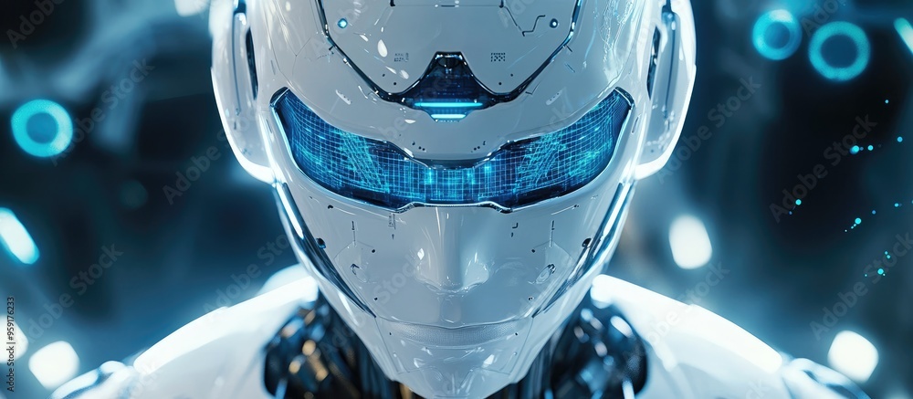 Aufkleber smart robot powered by artificial intelligence generating outputs through command prompts showcasing