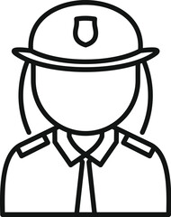 Simple vector icon of a policewoman wearing a uniform and a cap