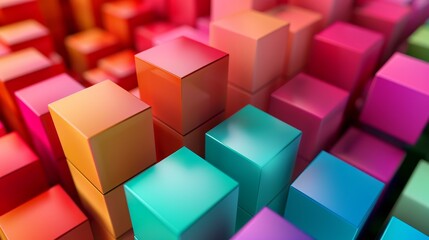 Obraz premium Colorful cubes stacked in a vibrant arrangement create an abstract design in a visually stunning composition