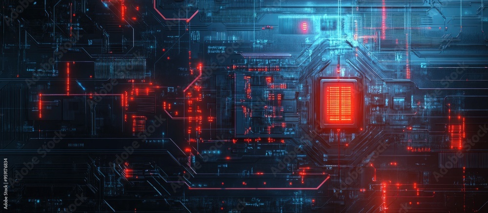 Poster abstract futuristic cyber technology background featuring a sci fi circuit design on a textured surf