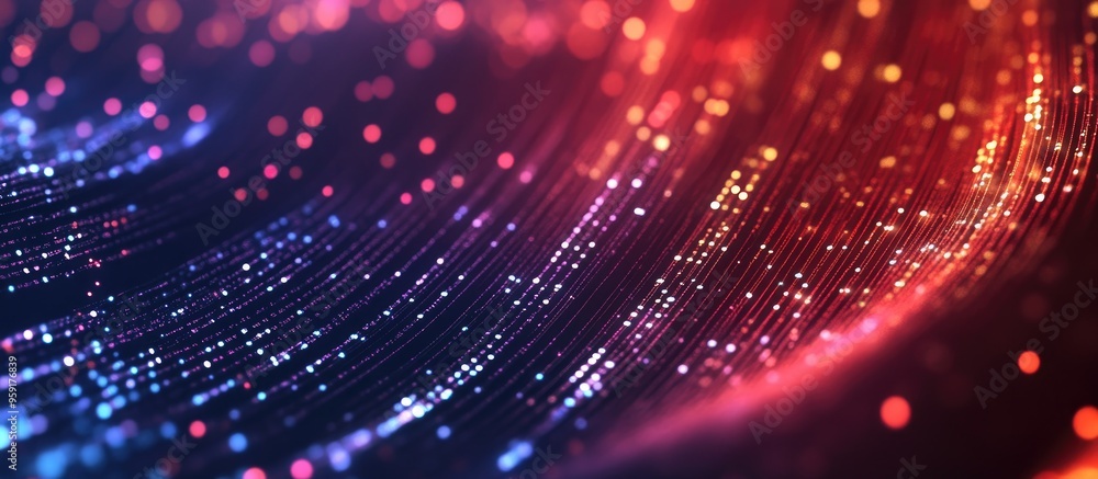 Poster abstract illustration background featuring artistic lines dots and numbers representing a digital cy