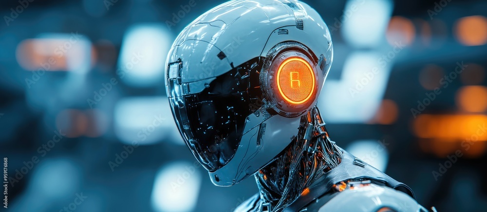 Poster 3d rendering of a futuristic cyborg character
