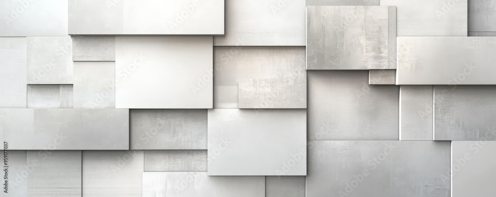 Poster a chic background with a pattern of light color blocks in shades of gray and white. the design featu