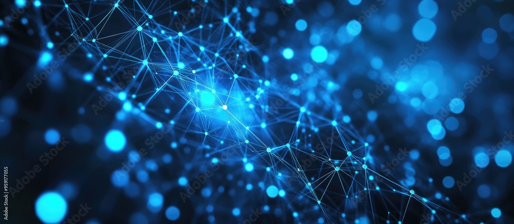 Poster abstract blue polygonal technology network backdrop featuring interconnected dots and lines texture 