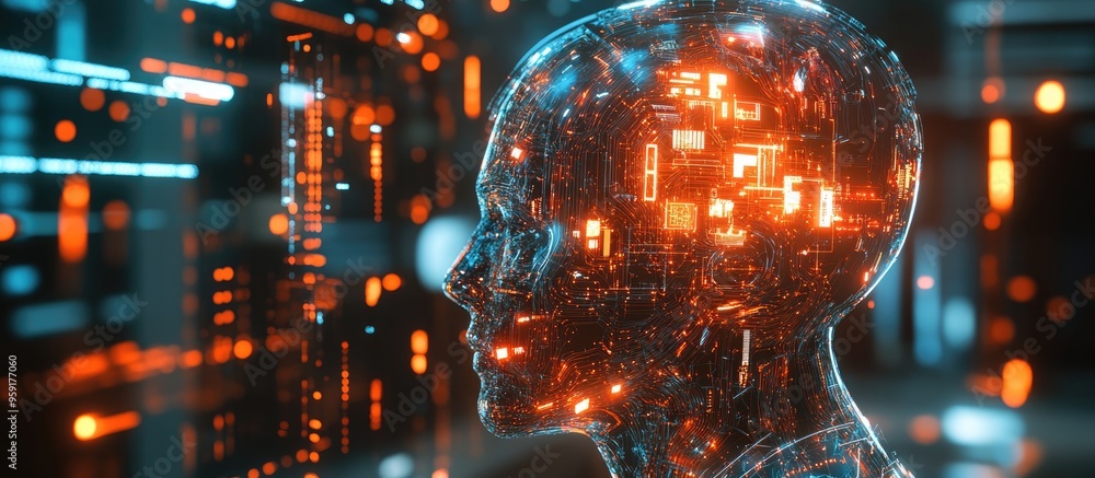 Poster artificial intelligence and technology backdrop featuring a digital concept in a virtual environment
