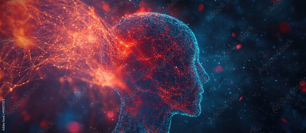 Poster artificial intelligence with a technological web backdrop virtual concept representation