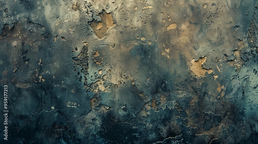 Poster textured abstract background showcasing earthy tones with hints of blue and green in a moody, atmosp