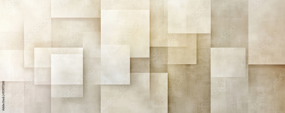 Poster a refined background with a wall of light color blocks in varying shades of beige and ivory. the des