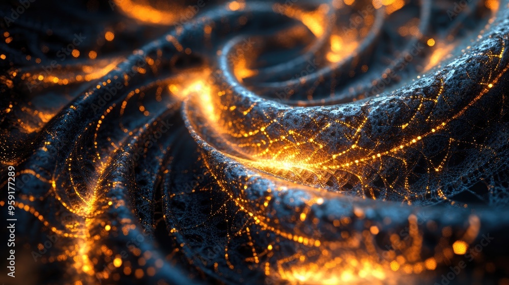 Poster abstract fractal light background created through 3d rendering techniques