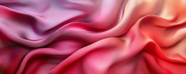 Obraz premium A chic abstract background featuring 3D silk fabric in gradient tones of rich red to soft blush. The fabricâ€™s flowing texture creates a warm, elegant visual effect.