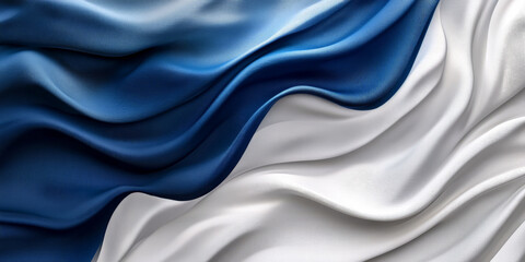 An elegant abstract background featuring silky, 3D wave gradients in hues of sapphire blue to white. The fabricâ€™s smooth texture adds a refined, classic touch.