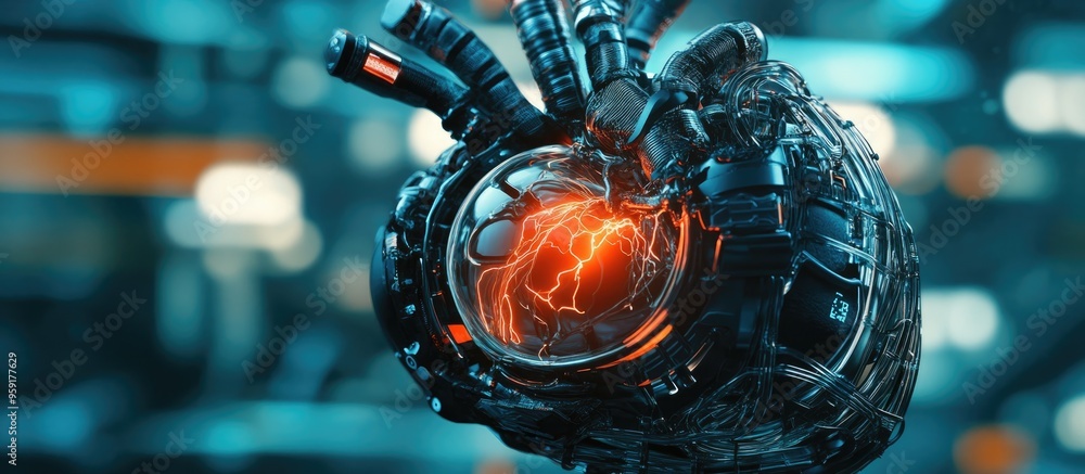 Poster 3d rendering of a bionic artificial heart