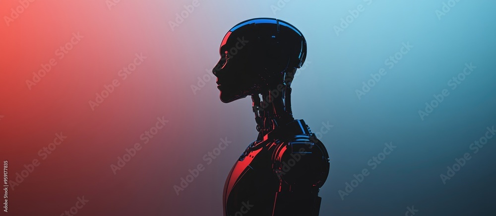 Poster silhouette of a humanoid robot image relevant to the robotics industry